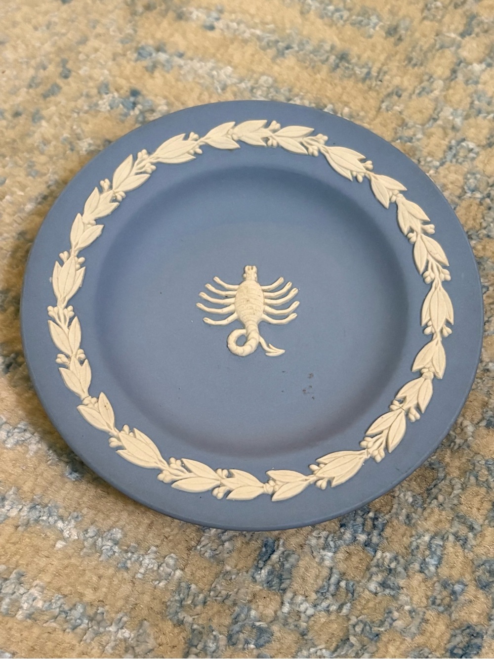 Wedgwood Blue and White Jasperware Plate with Scorpion Motif